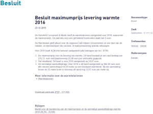 ACM besluit tarieven stadsverwarming warmtewet 2016